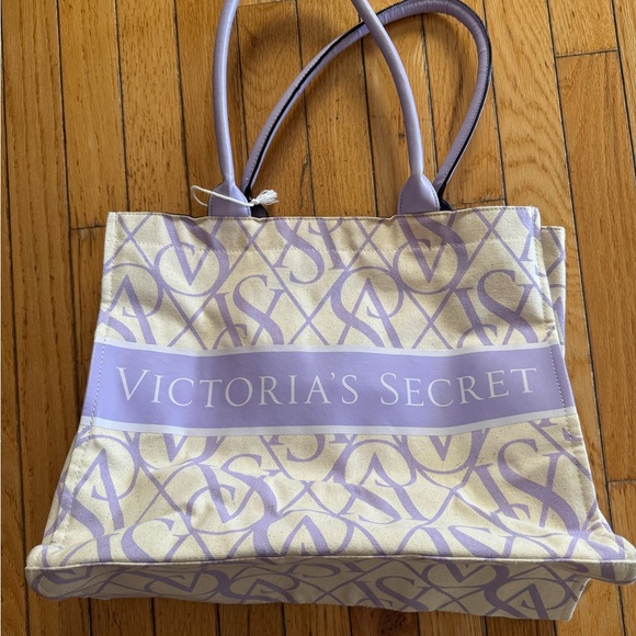 Victoria's Secret Handbags - Victoria's Secret Purple and Cream Tote Bag